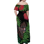 Meri Kirihimete New Zealand Family Matching Off Shoulder Maxi Dress and Hawaiian Shirt Piwakawaka Koru Fern Mix Pohutukawa - Aussie Hoodie