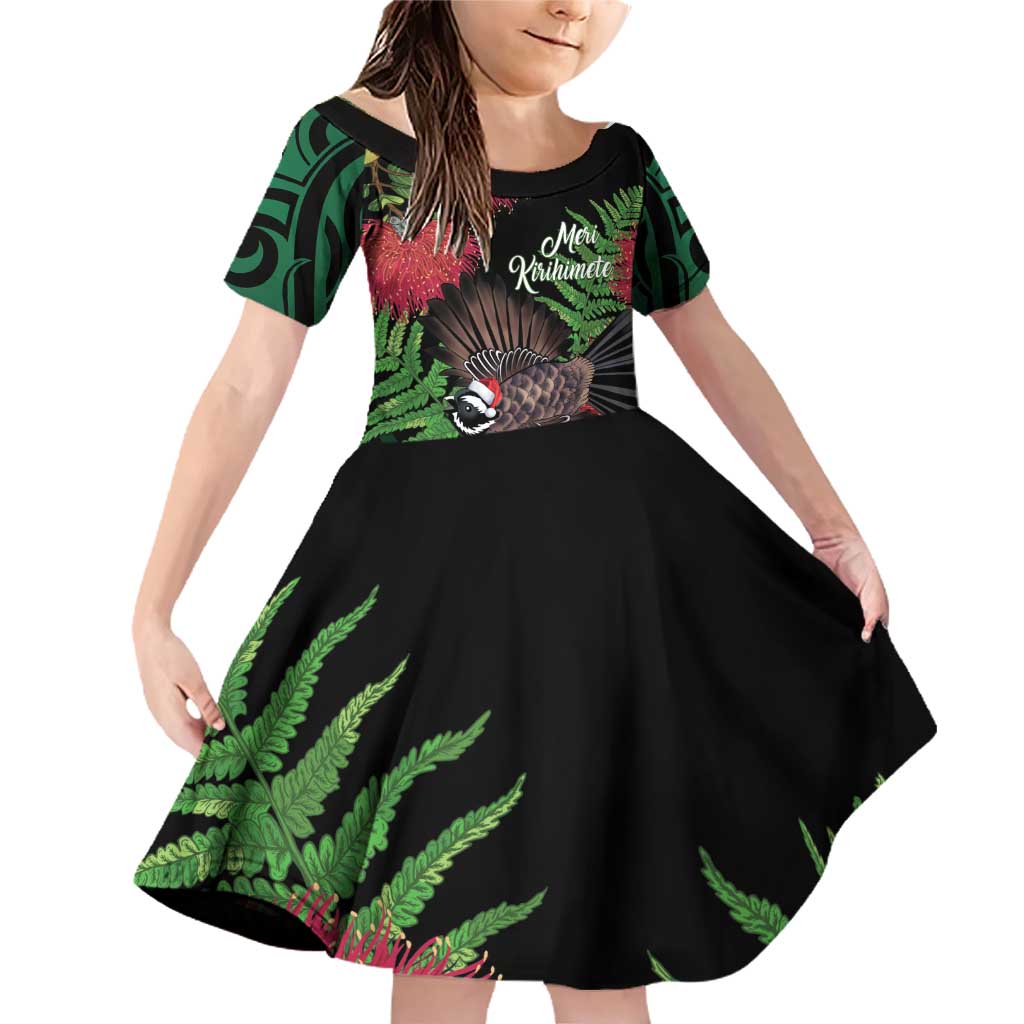 Meri Kirihimete New Zealand Family Matching Off Shoulder Short Dress and Hawaiian Shirt Piwakawaka Koru Fern Mix Pohutukawa - Aussie Hoodie