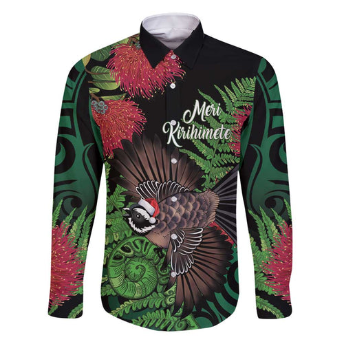Meri Kirihimete New Zealand Family Matching Off Shoulder Short Dress and Hawaiian Shirt Piwakawaka Koru Fern Mix Pohutukawa - Aussie Hoodie