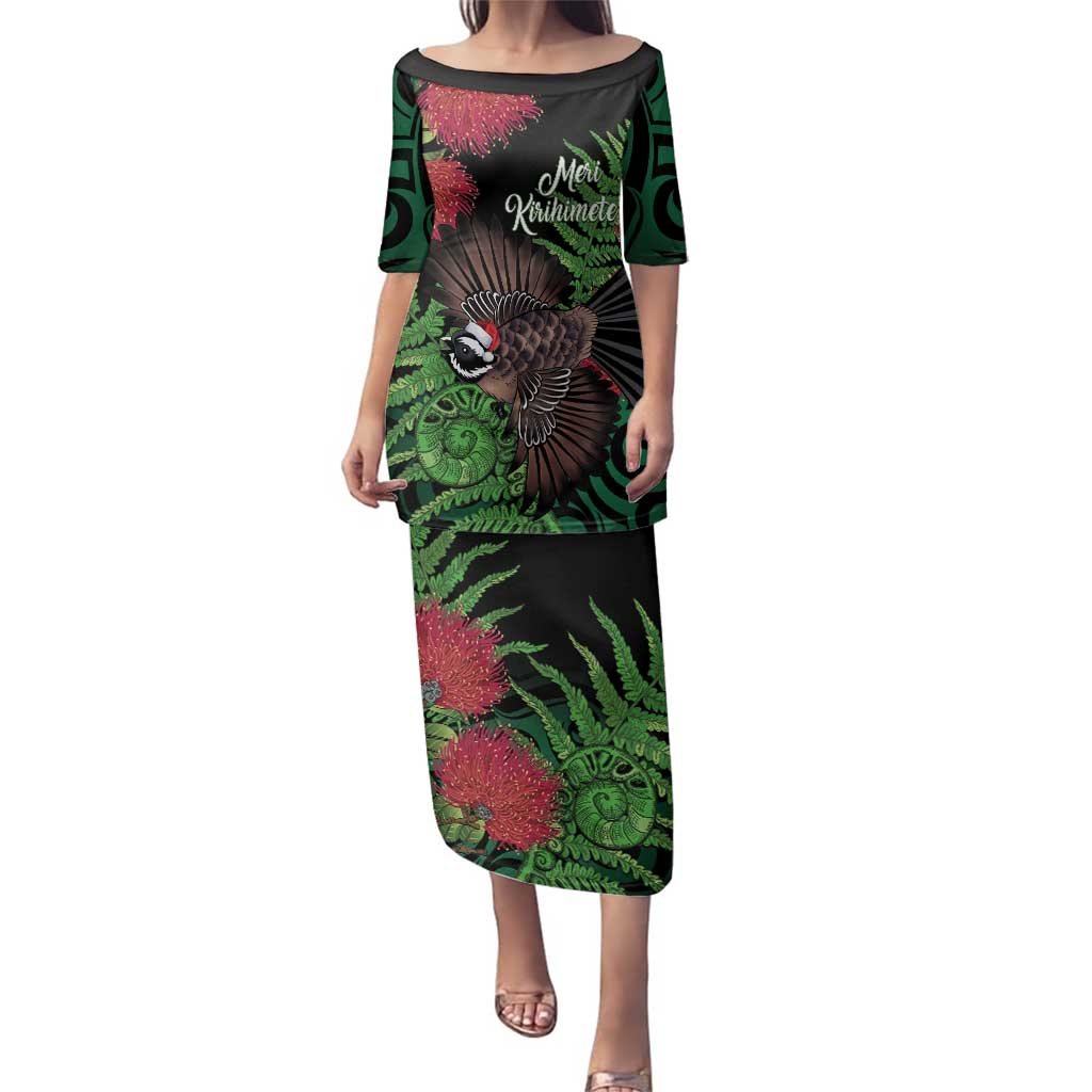 Meri Kirihimete New Zealand Family Matching Puletasi and Hawaiian Shirt Piwakawaka Koru Fern Mix Pohutukawa - Aussie Hoodie