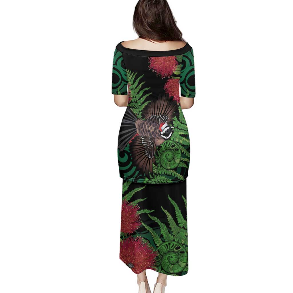 Meri Kirihimete New Zealand Family Matching Puletasi and Hawaiian Shirt Piwakawaka Koru Fern Mix Pohutukawa - Aussie Hoodie