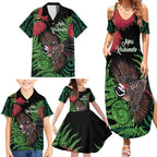 Meri Kirihimete New Zealand Family Matching Summer Maxi Dress and Hawaiian Shirt Piwakawaka Koru Fern Mix Pohutukawa - Aussie Hoodie