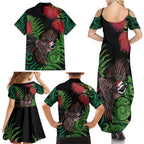 Meri Kirihimete New Zealand Family Matching Summer Maxi Dress and Hawaiian Shirt Piwakawaka Koru Fern Mix Pohutukawa - Aussie Hoodie