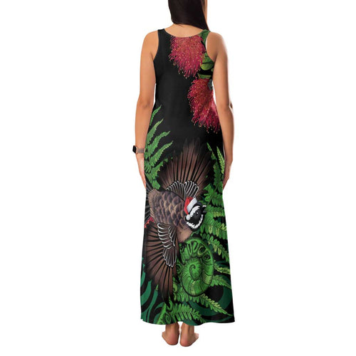 Meri Kirihimete New Zealand Family Matching Tank Maxi Dress and Hawaiian Shirt Piwakawaka Koru Fern Mix Pohutukawa - Aussie Hoodie