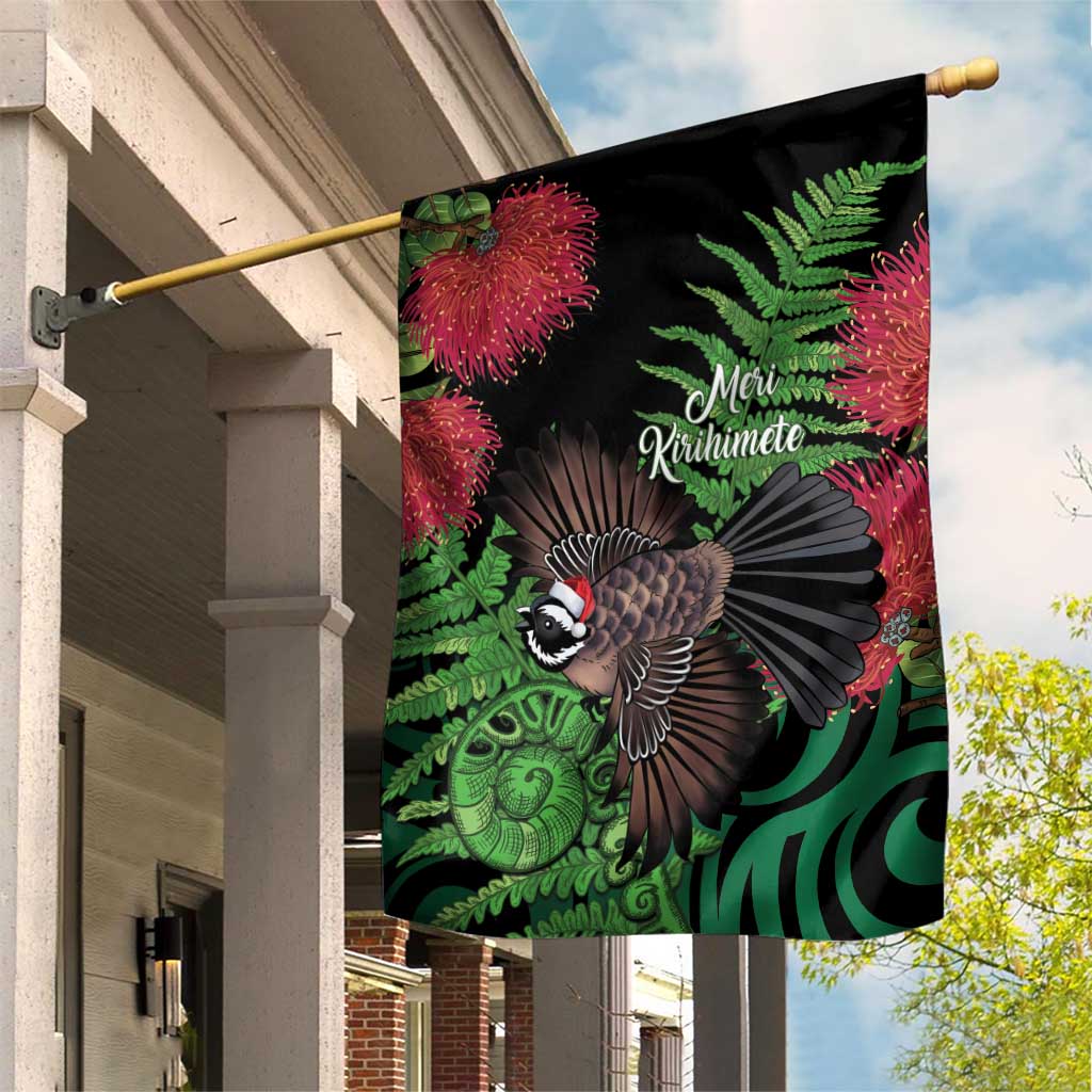 Meri Kirihimete New Zealand Garden Flag Piwakawaka Koru Fern Mix Pohutukawa - Aussie Hoodie