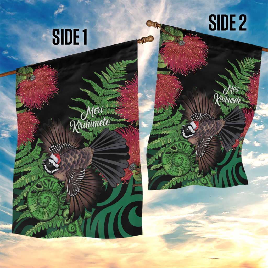 Meri Kirihimete New Zealand Garden Flag Piwakawaka Koru Fern Mix Pohutukawa - Aussie Hoodie