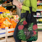 Meri Kirihimete New Zealand Grocery Bag Piwakawaka Koru Fern Mix Pohutukawa - Aussie Hoodie