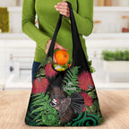 Meri Kirihimete New Zealand Grocery Bag Piwakawaka Koru Fern Mix Pohutukawa - Aussie Hoodie