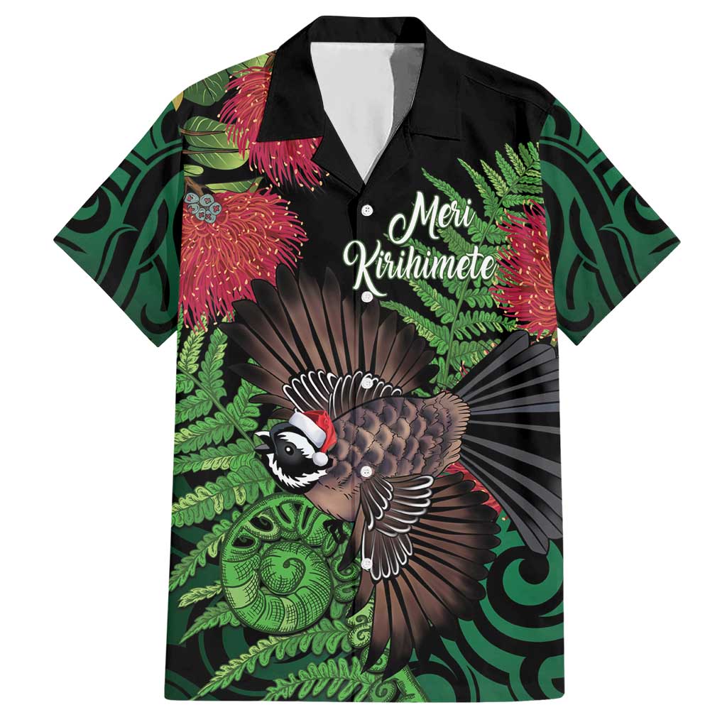 Meri Kirihimete New Zealand Hawaiian Shirt Piwakawaka Koru Fern Mix Pohutukawa - Aussie Hoodie
