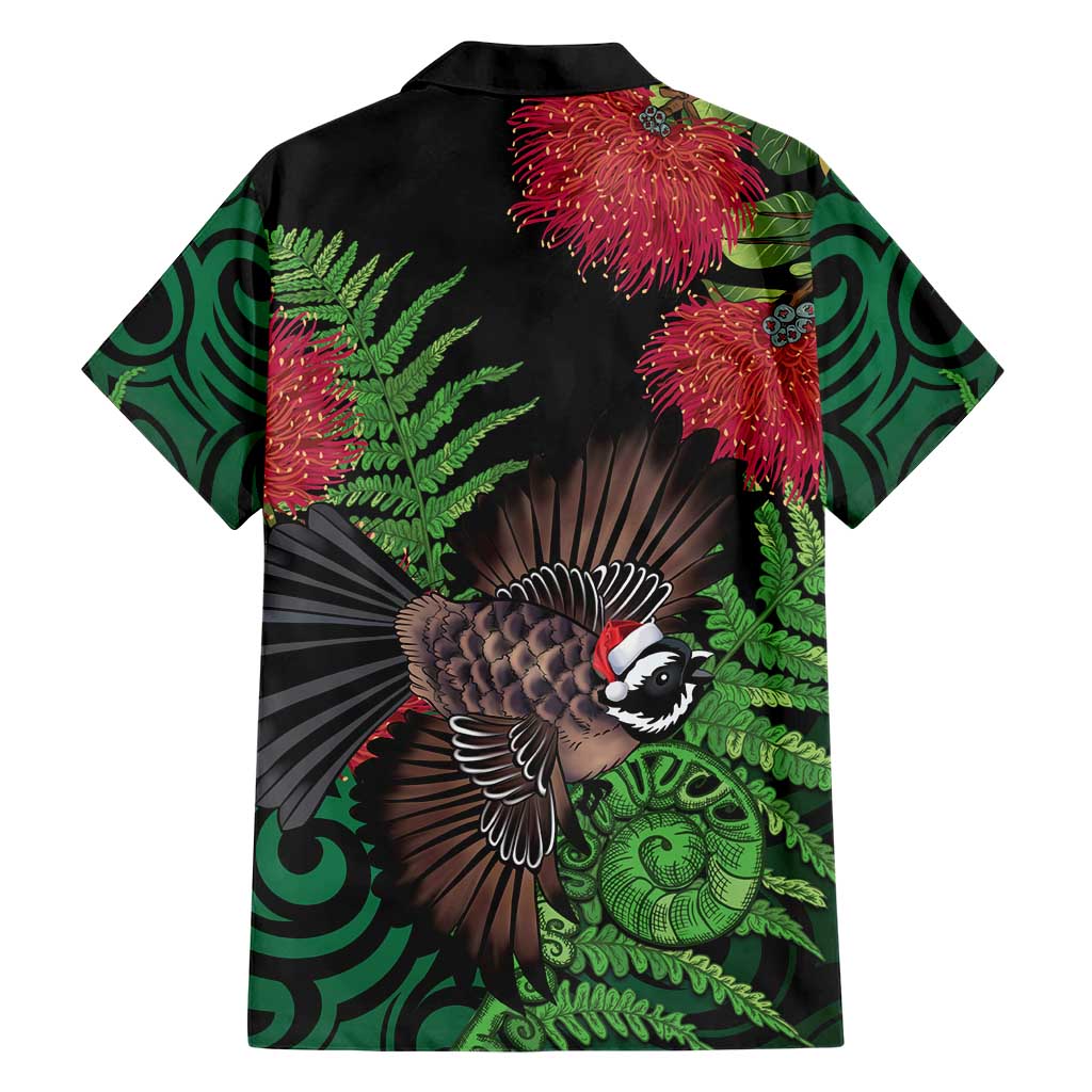 Meri Kirihimete New Zealand Hawaiian Shirt Piwakawaka Koru Fern Mix Pohutukawa - Aussie Hoodie