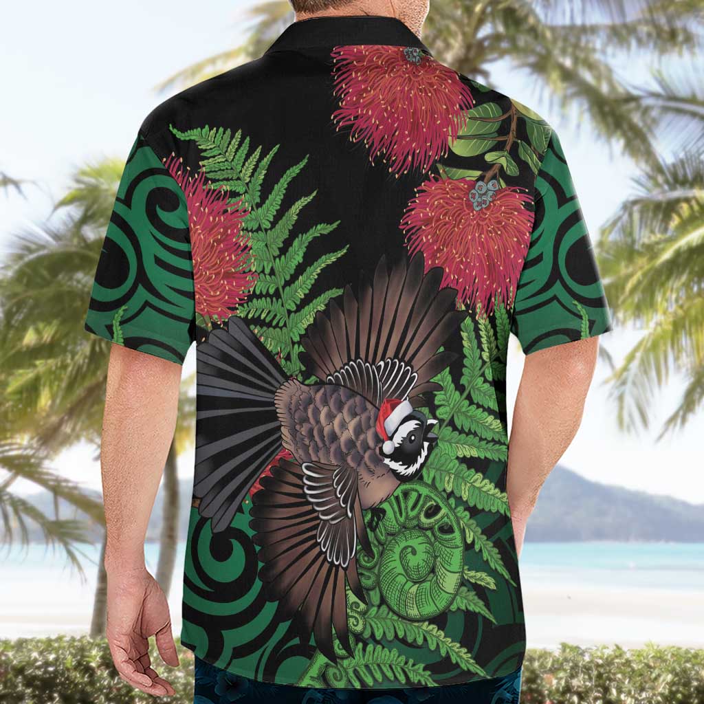 Meri Kirihimete New Zealand Hawaiian Shirt Piwakawaka Koru Fern Mix Pohutukawa - Aussie Hoodie