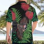 Meri Kirihimete New Zealand Hawaiian Shirt Piwakawaka Koru Fern Mix Pohutukawa - Aussie Hoodie