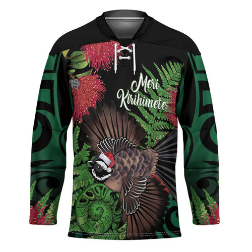 Meri Kirihimete New Zealand Hockey Jersey Piwakawaka Koru Fern Mix Pohutukawa - Aussie Hoodie
