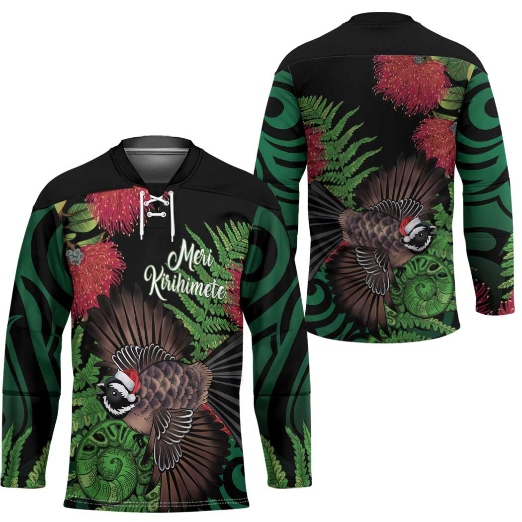 Meri Kirihimete New Zealand Hockey Jersey Piwakawaka Koru Fern Mix Pohutukawa - Aussie Hoodie