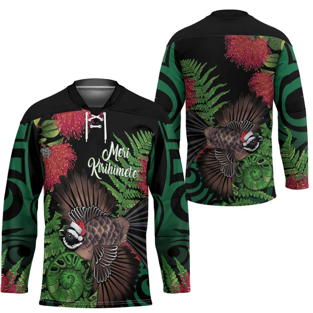 Meri Kirihimete New Zealand Hockey Jersey Piwakawaka Koru Fern Mix Pohutukawa - Aussie Hoodie