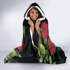 Meri Kirihimete New Zealand Hooded Blanket Piwakawaka Koru Fern Mix Pohutukawa - Aussie Hoodie