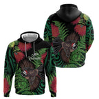 Meri Kirihimete New Zealand Hoodie Piwakawaka Koru Fern Mix Pohutukawa - Aussie Hoodie