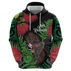 Meri Kirihimete New Zealand Hoodie Piwakawaka Koru Fern Mix Pohutukawa - Aussie Hoodie