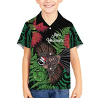 Meri Kirihimete New Zealand Kid Hawaiian Shirt Piwakawaka Koru Fern Mix Pohutukawa - Aussie Hoodie