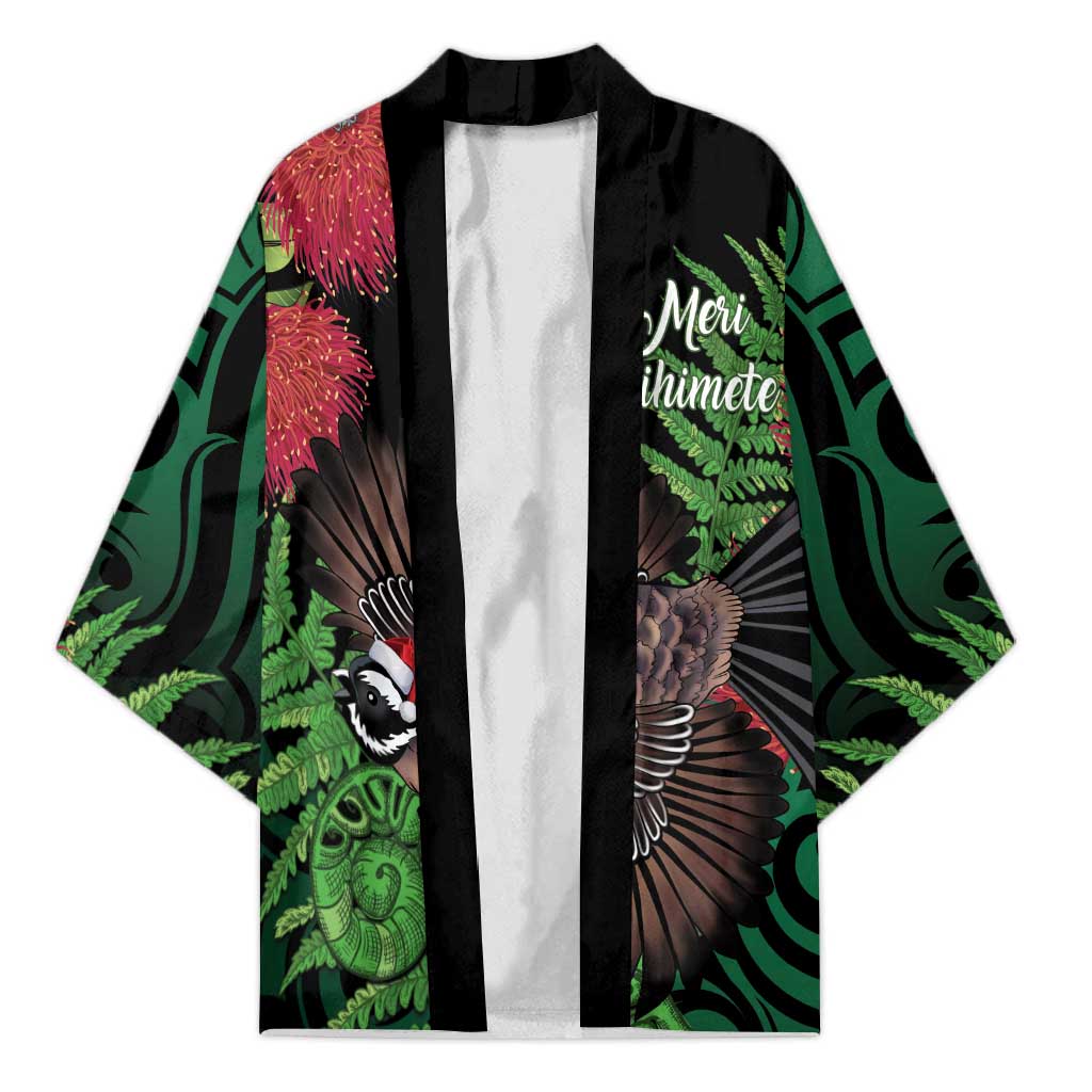 Meri Kirihimete New Zealand Kimono Piwakawaka Koru Fern Mix Pohutukawa - Aussie Hoodie