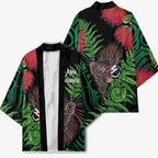 Meri Kirihimete New Zealand Kimono Piwakawaka Koru Fern Mix Pohutukawa - Aussie Hoodie