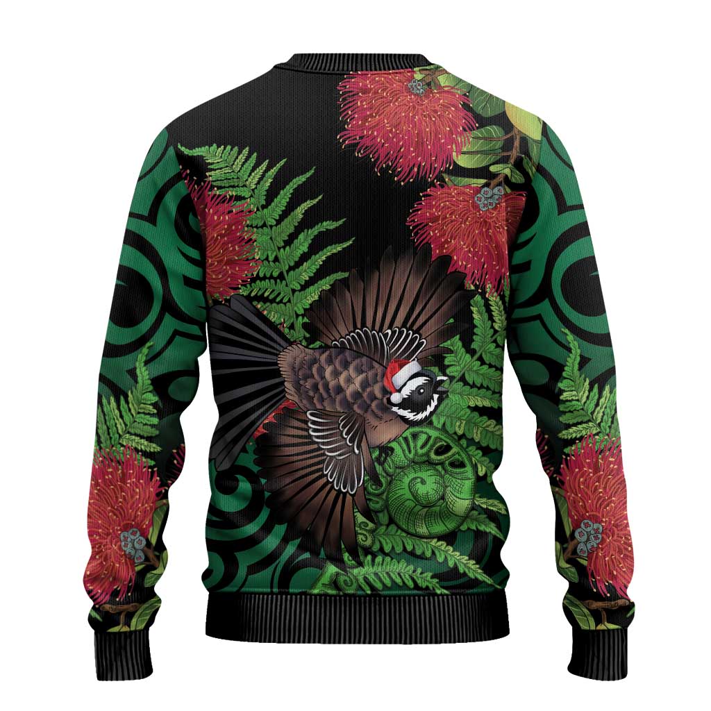 Meri Kirihimete New Zealand Ugly Christmas Sweater Piwakawaka Koru Fern Mix Pohutukawa - Aussie Hoodie