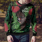 Meri Kirihimete New Zealand Ugly Christmas Sweater Piwakawaka Koru Fern Mix Pohutukawa - Aussie Hoodie