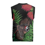 Meri Kirihimete New Zealand Christmas Knitted V-Neck Vest Piwakawaka Koru Fern Mix Pohutukawa - Aussie Hoodie