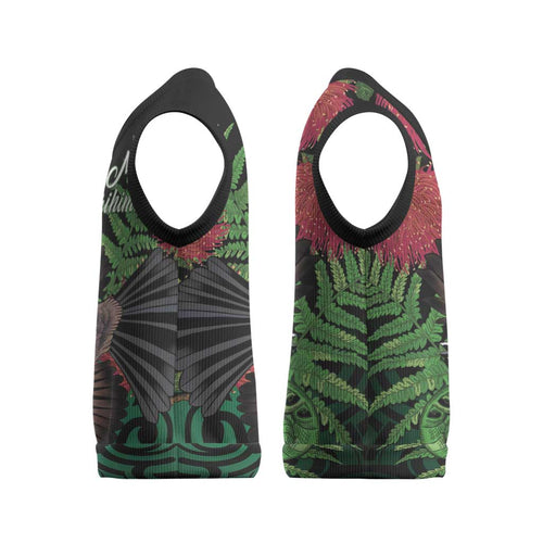 Meri Kirihimete New Zealand Christmas Knitted V-Neck Vest Piwakawaka Koru Fern Mix Pohutukawa - Aussie Hoodie