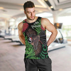 Meri Kirihimete New Zealand Men Tank Top Piwakawaka Koru Fern Mix Pohutukawa - Aussie Hoodie