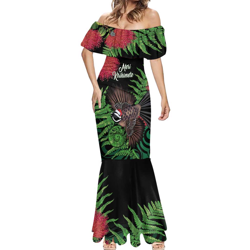 Meri Kirihimete New Zealand Mermaid Dress Piwakawaka Koru Fern Mix Pohutukawa - Aussie Hoodie