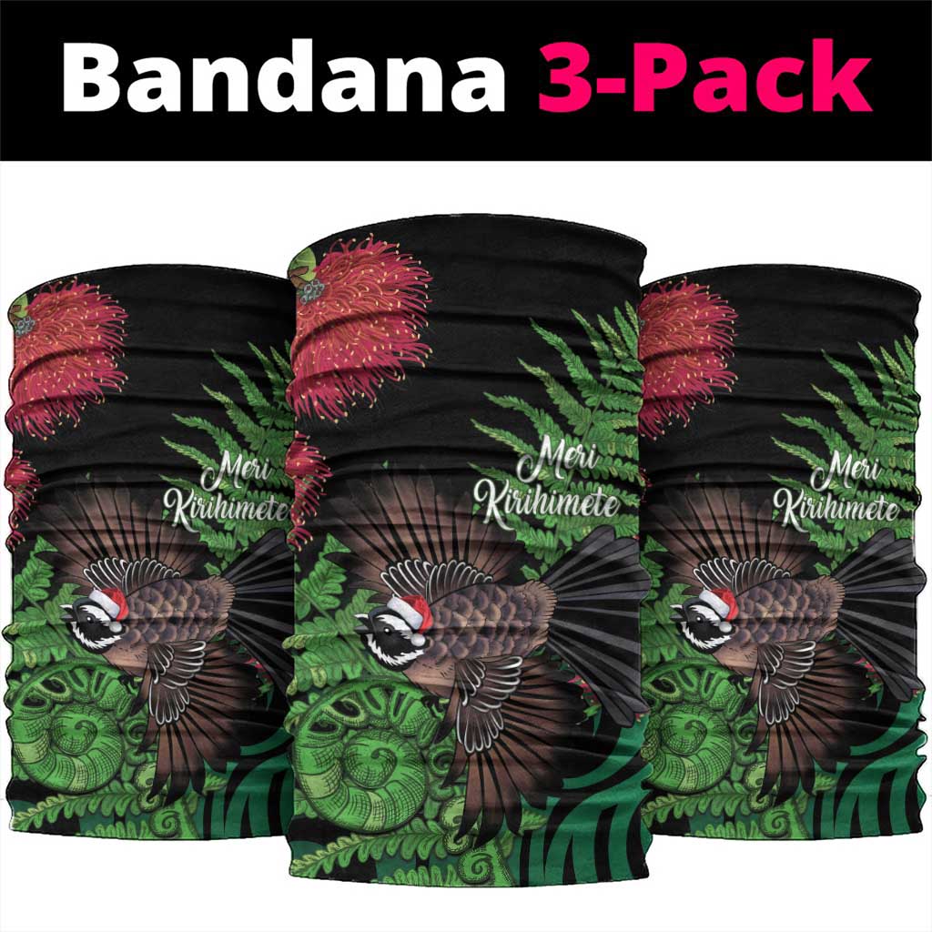 Meri Kirihimete New Zealand Neck Gaiter Piwakawaka Koru Fern Mix Pohutukawa - Aussie Hoodie