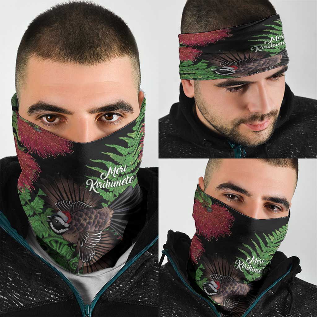 Meri Kirihimete New Zealand Neck Gaiter Piwakawaka Koru Fern Mix Pohutukawa - Aussie Hoodie