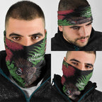Meri Kirihimete New Zealand Neck Gaiter Piwakawaka Koru Fern Mix Pohutukawa - Aussie Hoodie