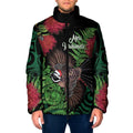 Meri Kirihimete New Zealand Padded Jacket Piwakawaka Koru Fern Mix Pohutukawa - Aussie Hoodie