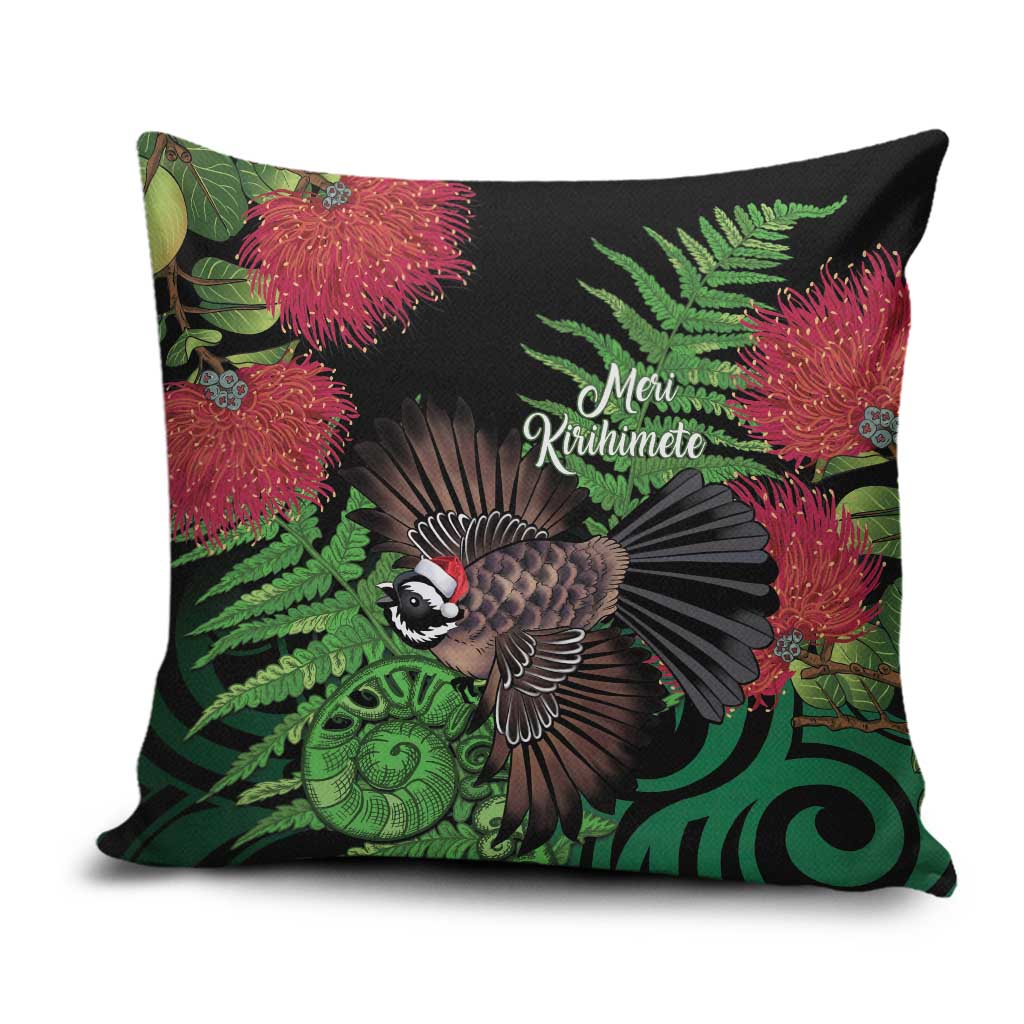 Meri Kirihimete New Zealand Pillow Cover Piwakawaka Koru Fern Mix Pohutukawa - Aussie Hoodie