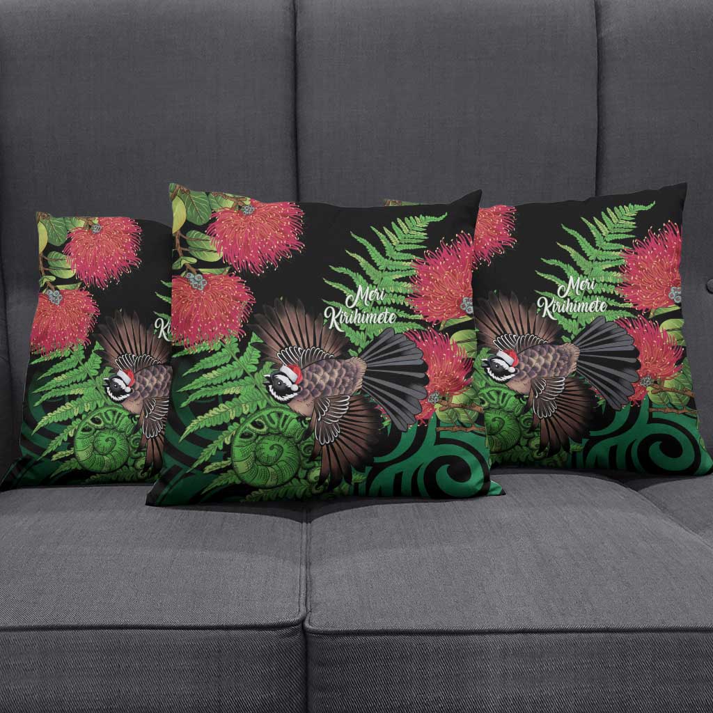 Meri Kirihimete New Zealand Pillow Cover Piwakawaka Koru Fern Mix Pohutukawa - Aussie Hoodie