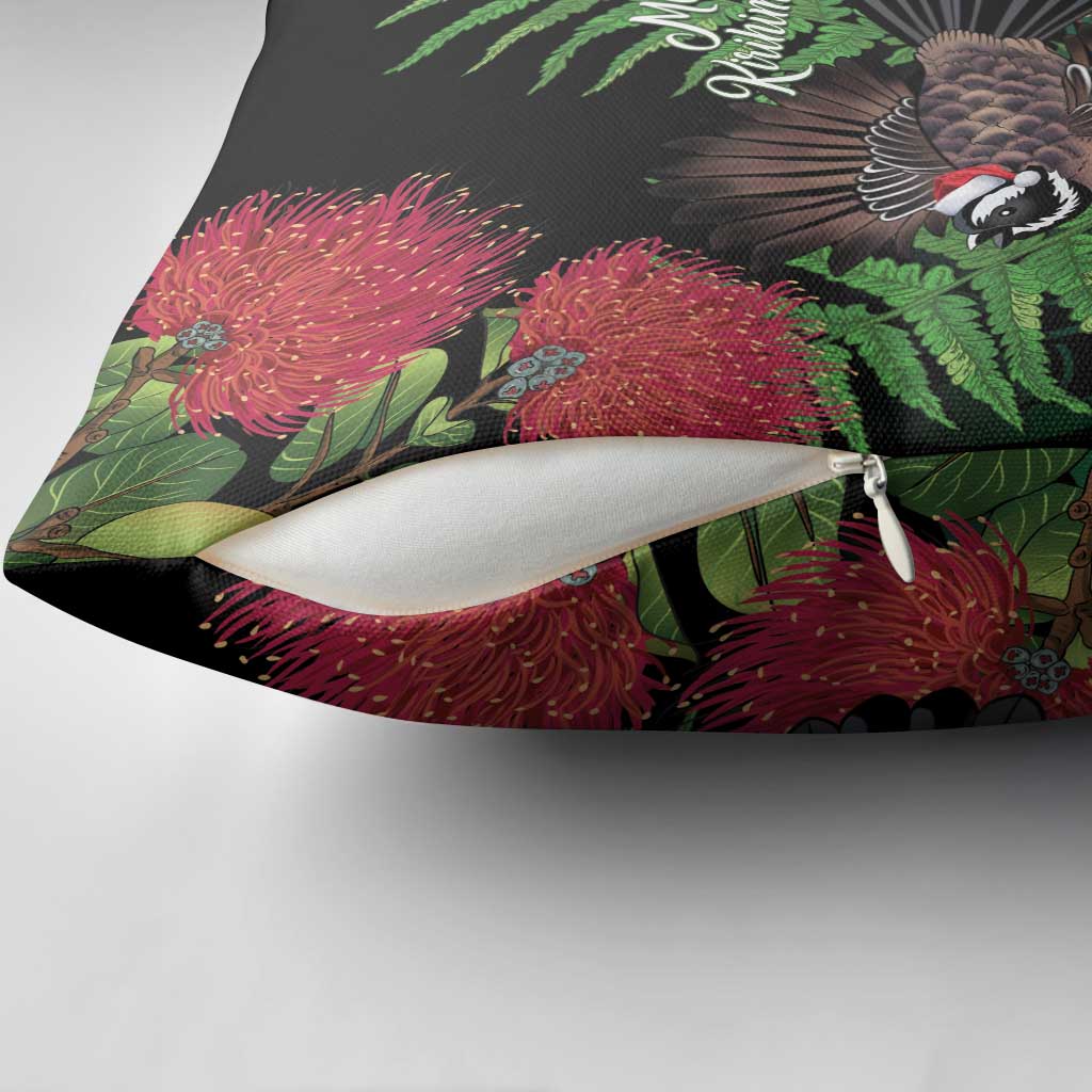 Meri Kirihimete New Zealand Pillow Cover Piwakawaka Koru Fern Mix Pohutukawa - Aussie Hoodie