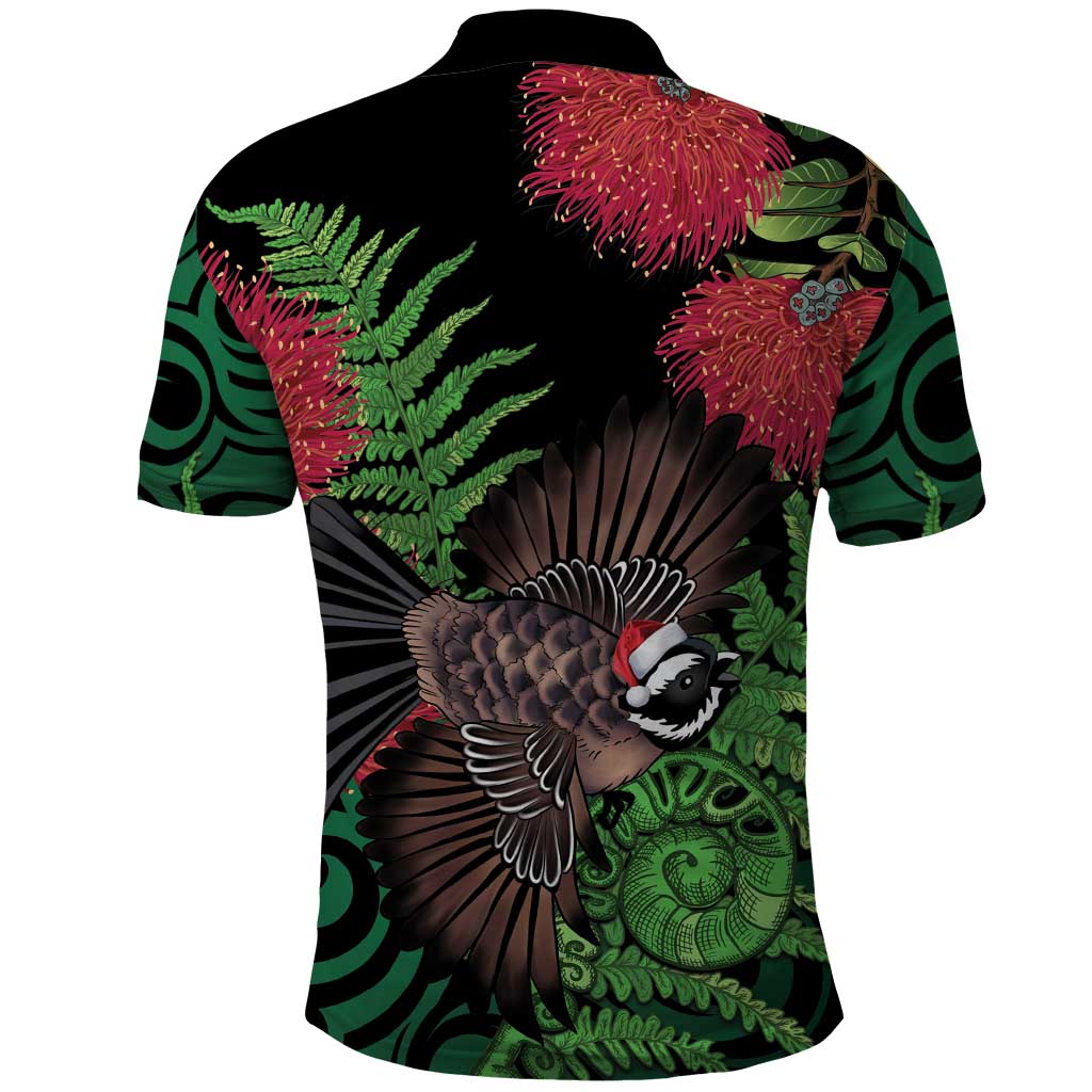 Meri Kirihimete New Zealand Polo Shirt Piwakawaka Koru Fern Mix Pohutukawa - Aussie Hoodie