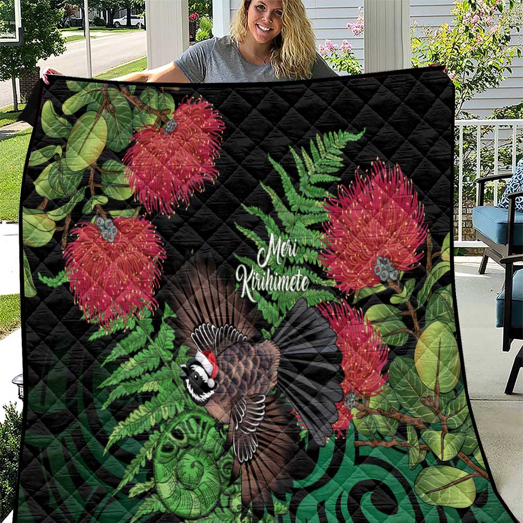 Meri Kirihimete New Zealand Quilt Piwakawaka Koru Fern Mix Pohutukawa - Aussie Hoodie