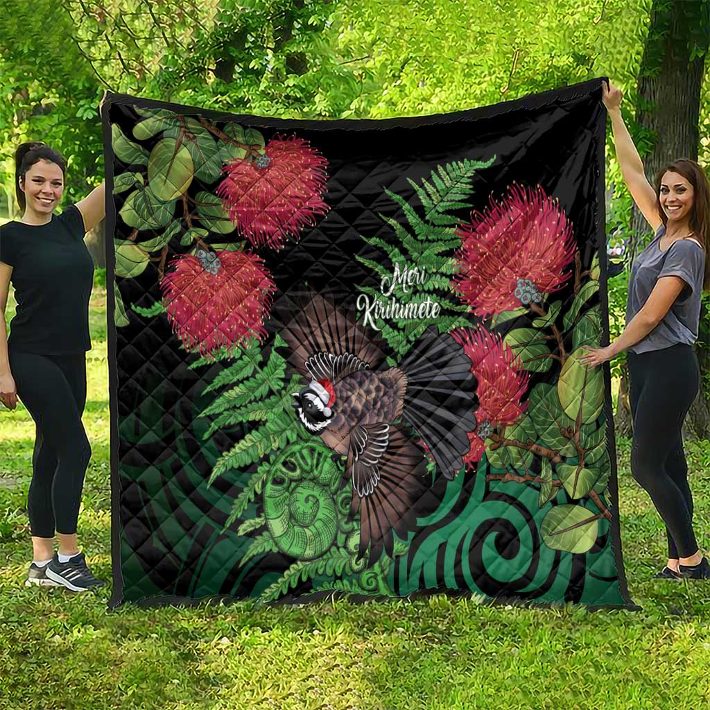 Meri Kirihimete New Zealand Quilt Piwakawaka Koru Fern Mix Pohutukawa - Aussie Hoodie