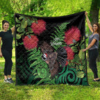 Meri Kirihimete New Zealand Quilt Piwakawaka Koru Fern Mix Pohutukawa - Aussie Hoodie