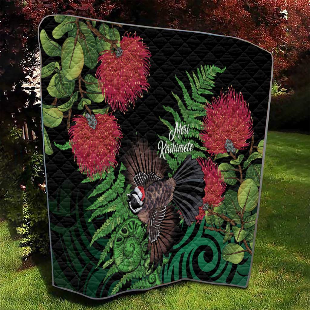 Meri Kirihimete New Zealand Quilt Piwakawaka Koru Fern Mix Pohutukawa - Aussie Hoodie