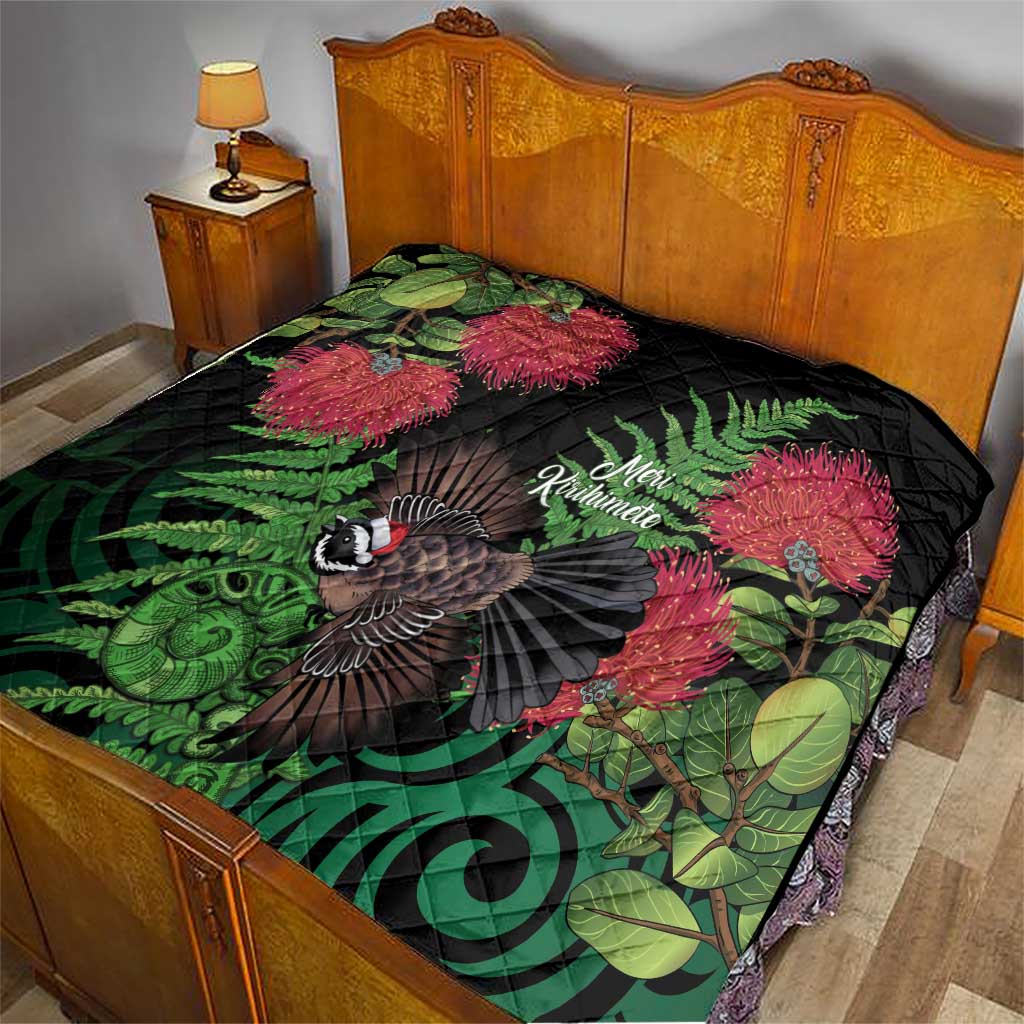 Meri Kirihimete New Zealand Quilt Piwakawaka Koru Fern Mix Pohutukawa - Aussie Hoodie
