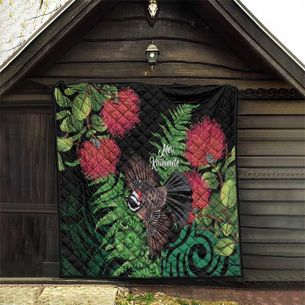 Meri Kirihimete New Zealand Quilt Piwakawaka Koru Fern Mix Pohutukawa - Aussie Hoodie