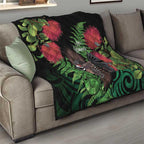 Meri Kirihimete New Zealand Quilt Piwakawaka Koru Fern Mix Pohutukawa - Aussie Hoodie