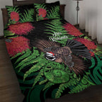 Meri Kirihimete New Zealand Quilt Bed Set Piwakawaka Koru Fern Mix Pohutukawa - Aussie Hoodie