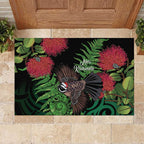 Meri Kirihimete New Zealand Rubber Doormat Piwakawaka Koru Fern Mix Pohutukawa - Aussie Hoodie