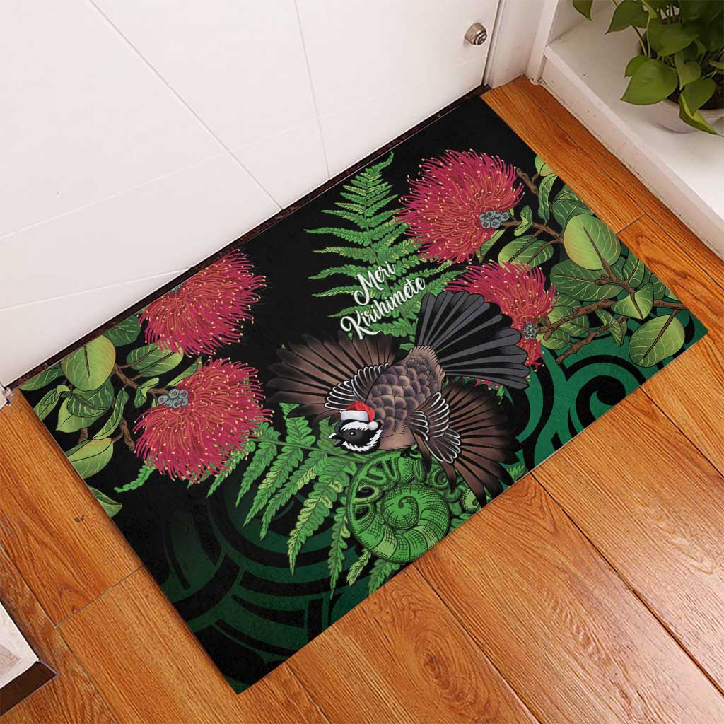 Meri Kirihimete New Zealand Rubber Doormat Piwakawaka Koru Fern Mix Pohutukawa - Aussie Hoodie