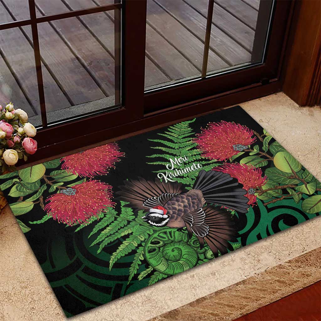Meri Kirihimete New Zealand Rubber Doormat Piwakawaka Koru Fern Mix Pohutukawa - Aussie Hoodie